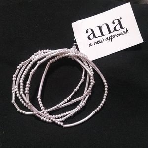 Stretch silver bundle of bracelets by a.n.a.